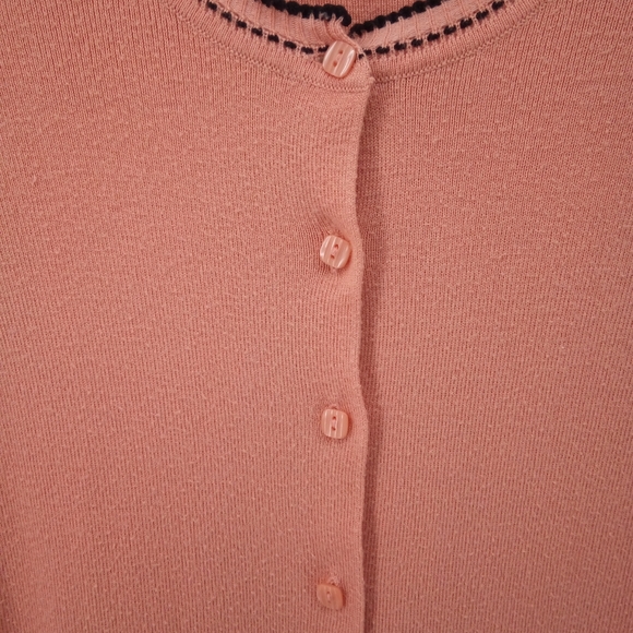 Emma James Petite Liz Claiborne Pink Black Stitch Cardigan Set Career Work M - Picture 7 of 13